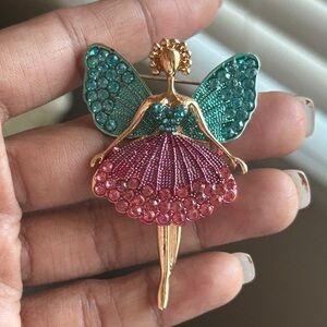 Pink & Teal Fairy Brooch